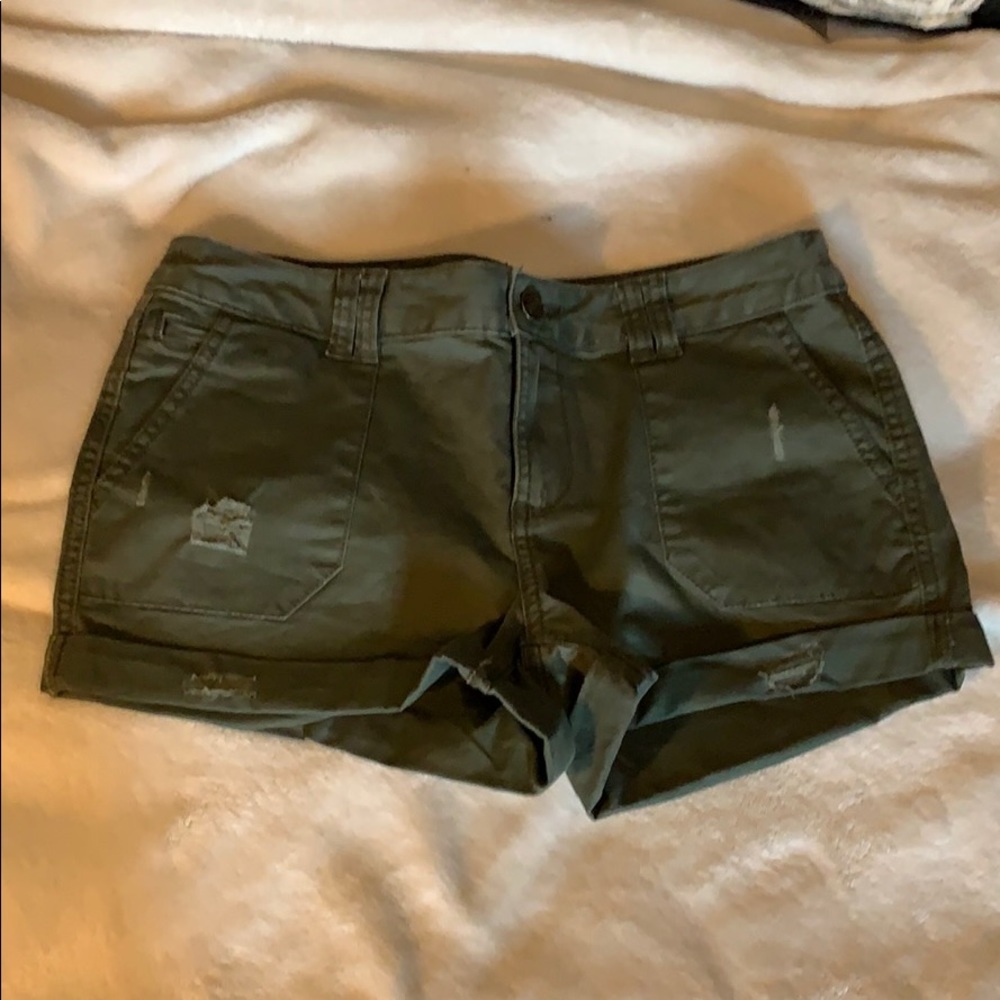 Army green jean shorts
